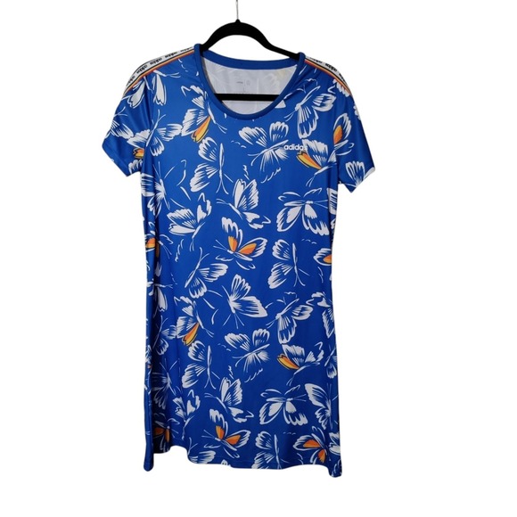 adidas Dresses & Skirts - Adidas X Farm Rio Women's Blue Butterflies Dress Size L Excellent Condition